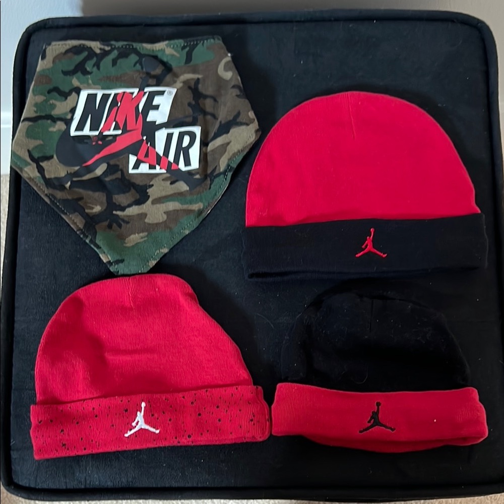 Nike Air Jordan Baby Hat and Bib Lot 0-12